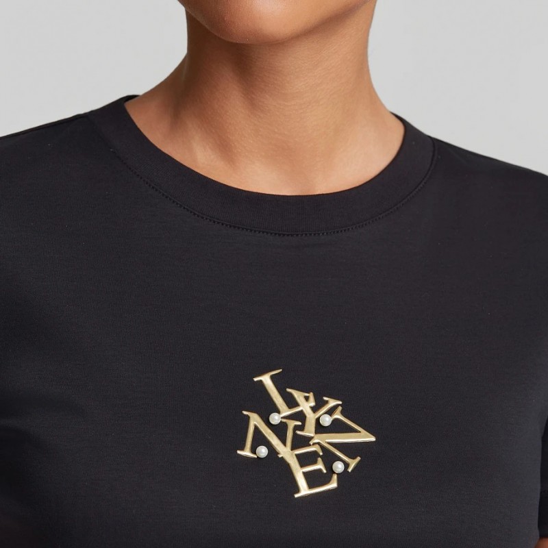 Blouse short sleeved with print Black Lynne