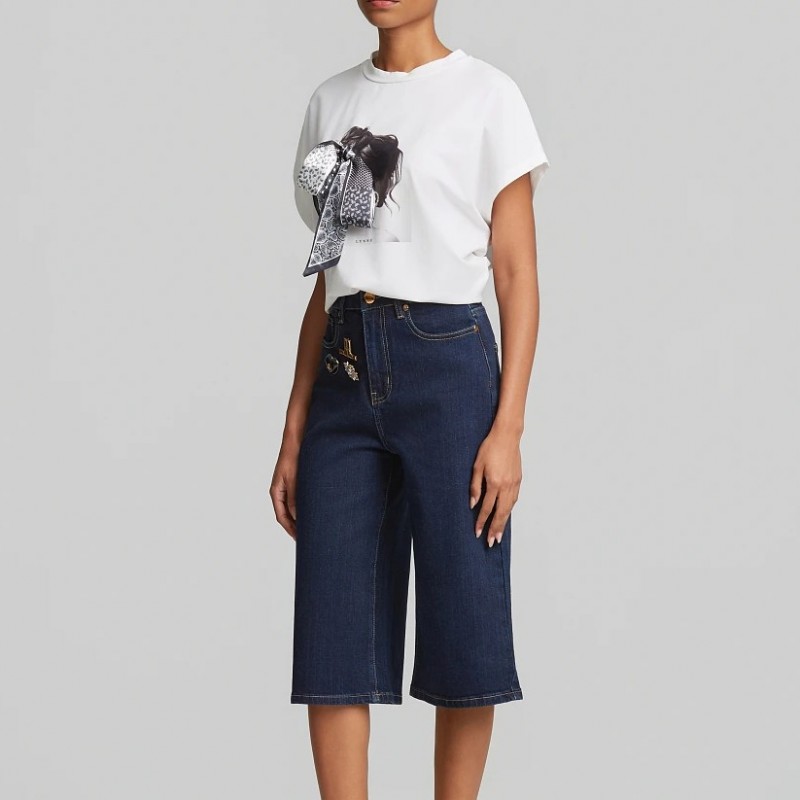 Printed blouse with appliquéd bow White Lynne