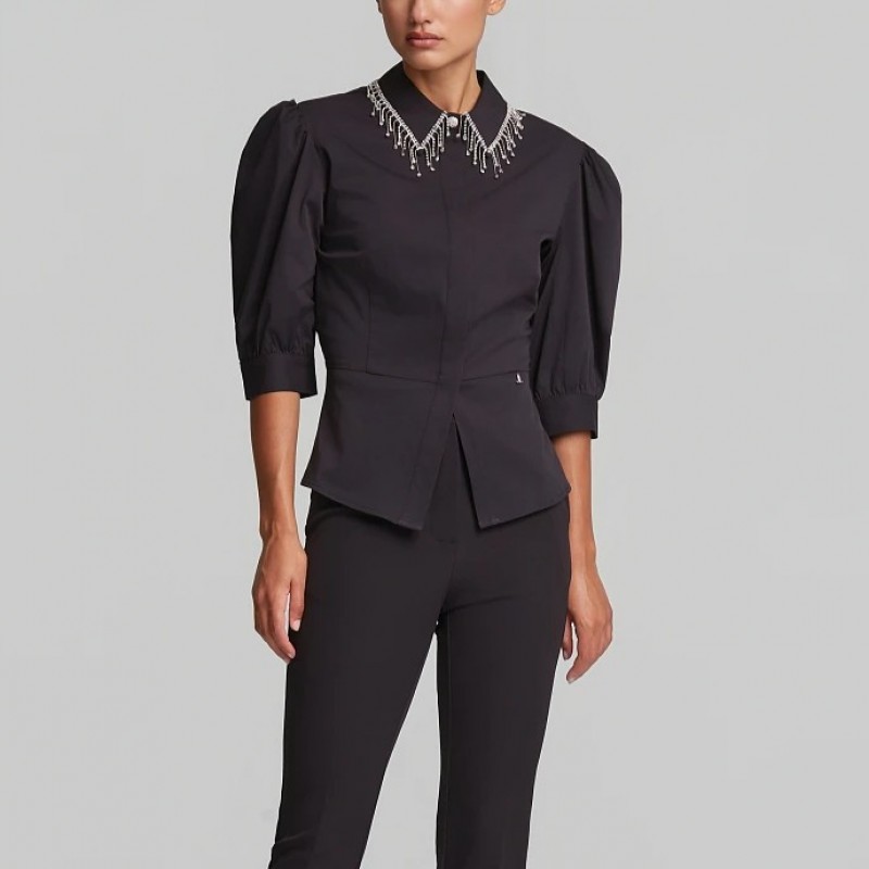 Bamboo mid-length shirt Black Lynne