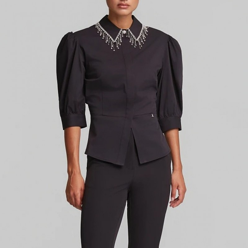 Bamboo mid-length shirt Black Lynne