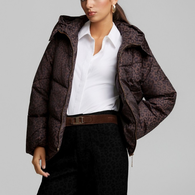 Jacket puffer leopard Brown Lynne