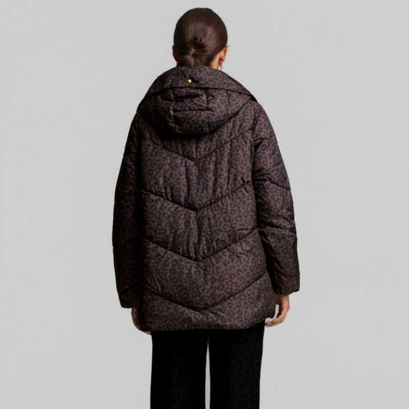 Jacket puffer leopard Brown Lynne