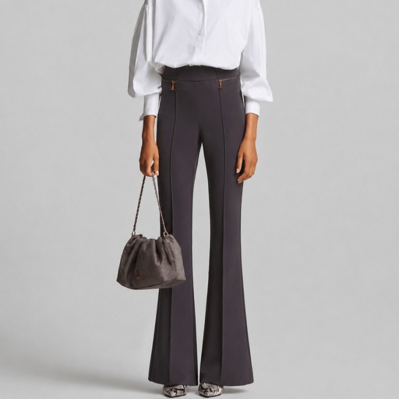 High-waisted bell-bottom pants Grey Lynne