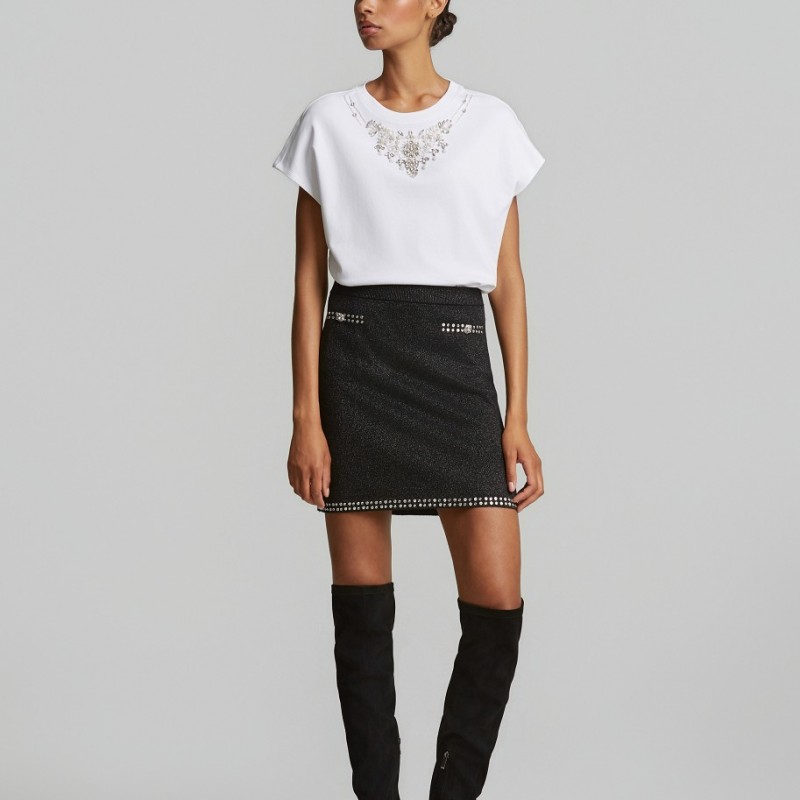 Mini lurex knitted skirt Black Lynne
