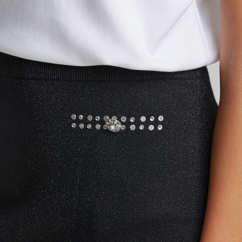Mini lurex knitted skirt Black Lynne