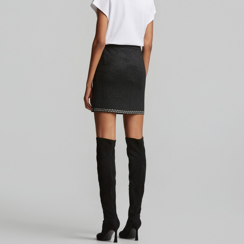 Mini lurex knitted skirt Black Lynne