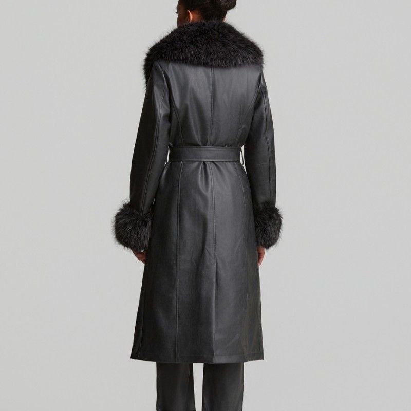 Long coat with faux fur details Grey Lynne