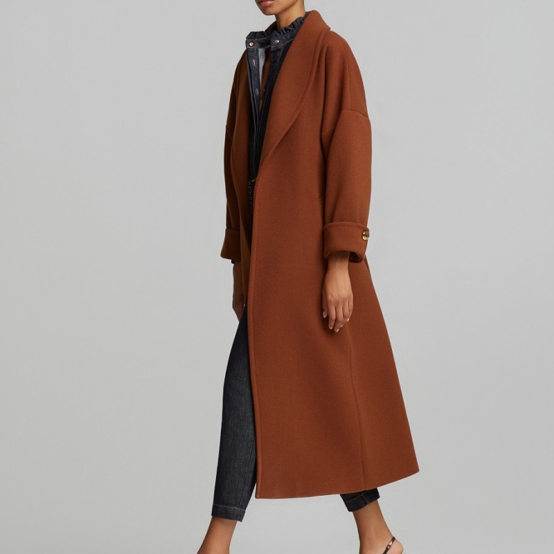 Long coat with lapel Brown Lynne