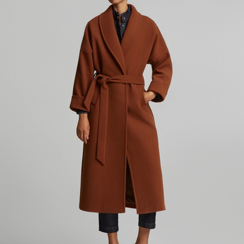 Long coat with lapel Brown Lynne