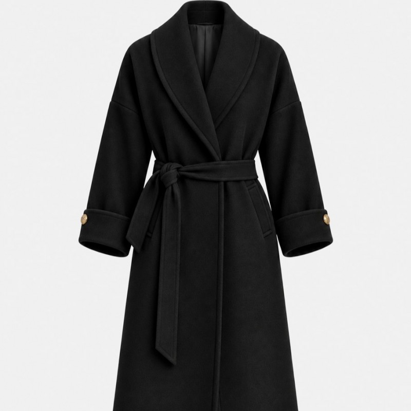 Long coat with lapel Black Lynne