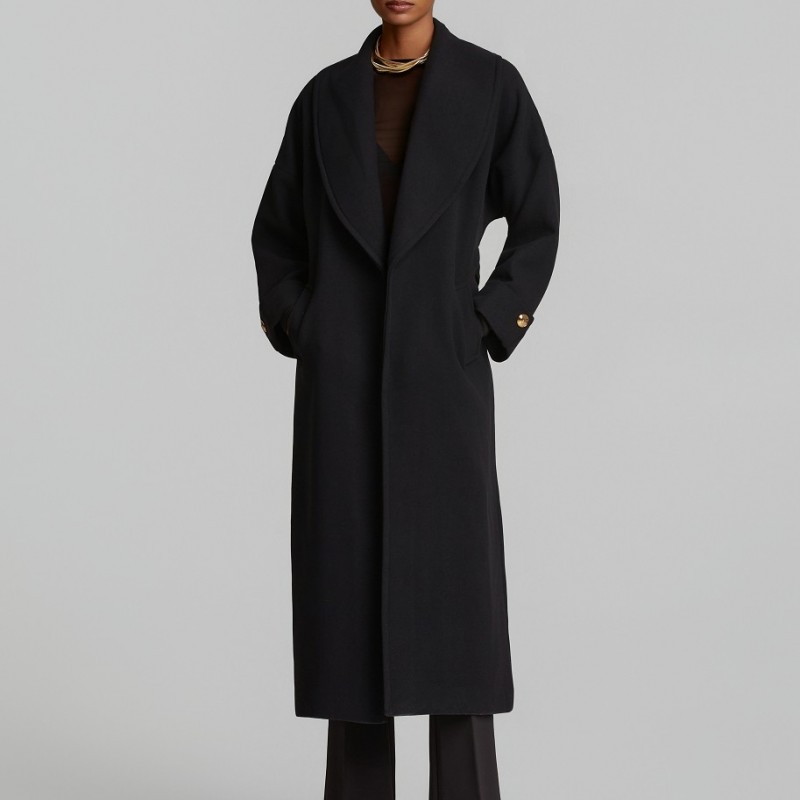 Long coat with lapel Black Lynne