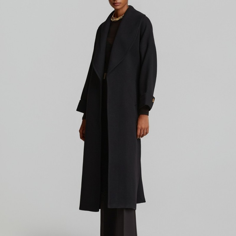 Long coat with lapel Black Lynne