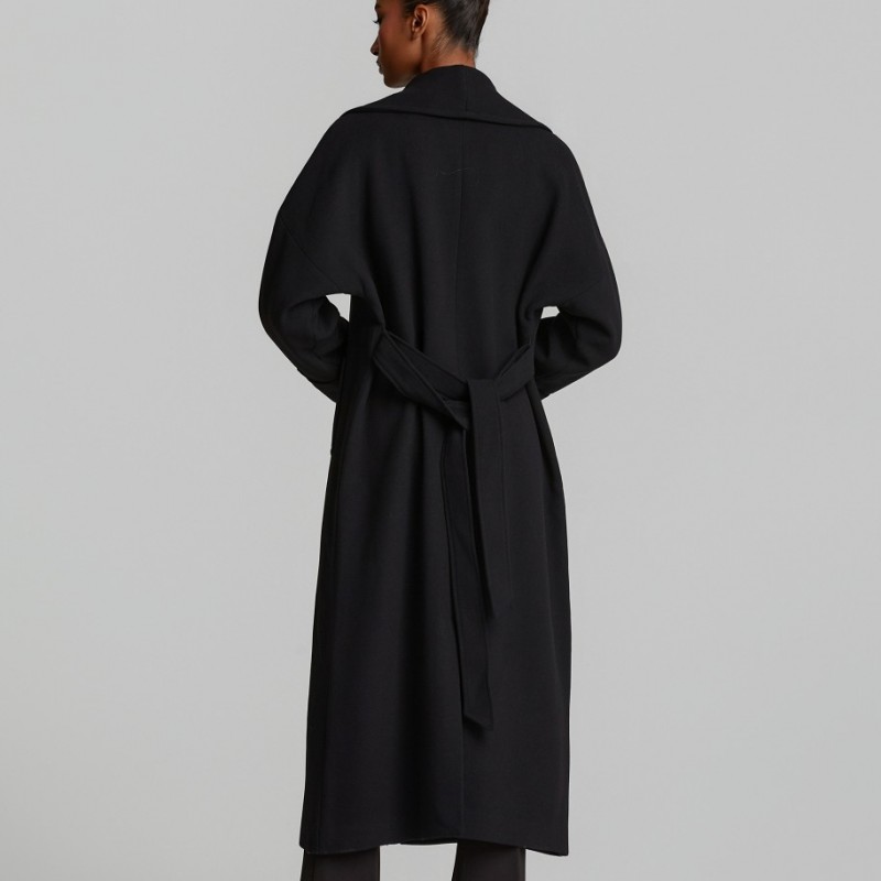 Long coat with lapel Black Lynne