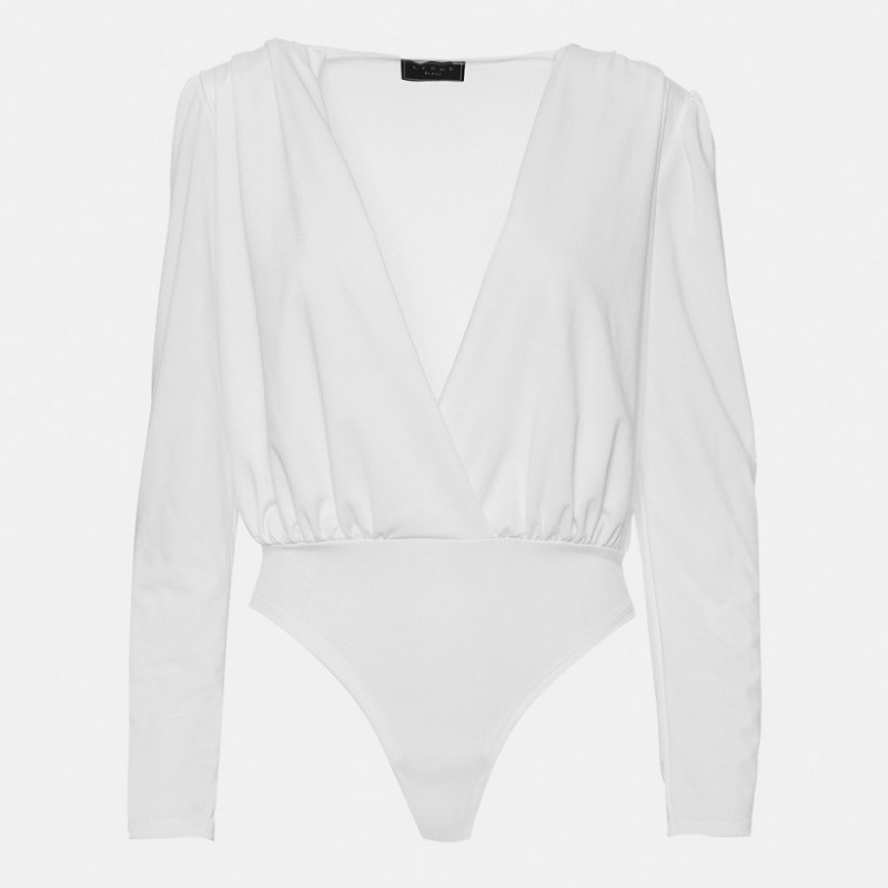 Cross-body with deep neckline White Lynne