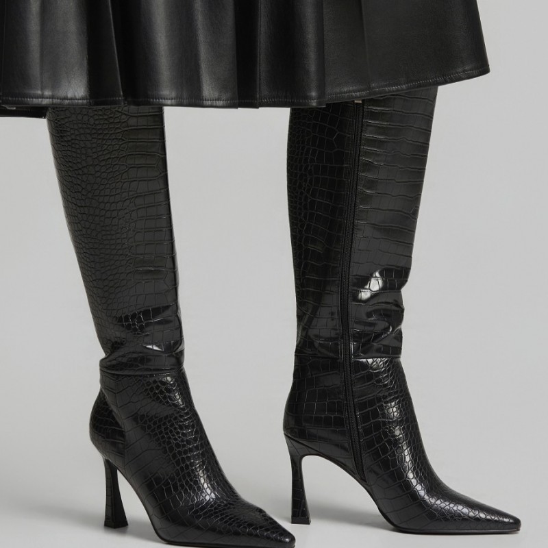 Croc leather-look boots Black Lynne