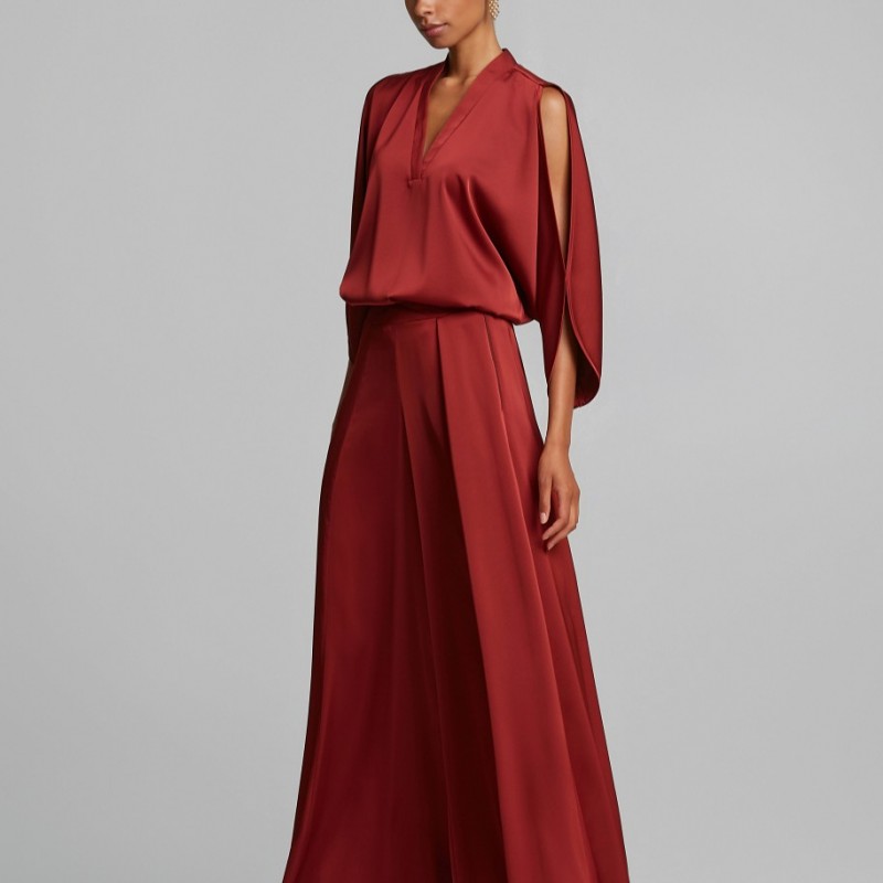Blouse with openings in satin look Bordeaux Lynne