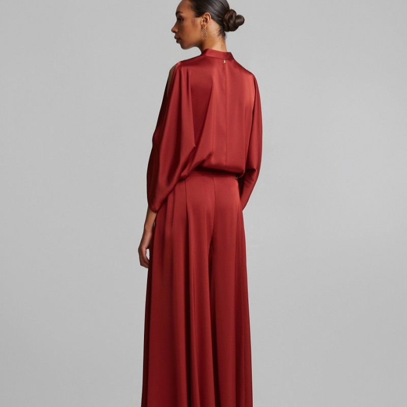 Blouse with openings in satin look Bordeaux Lynne