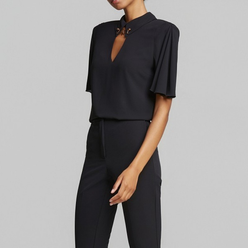 Blouse with button sleeves Black Lynne
