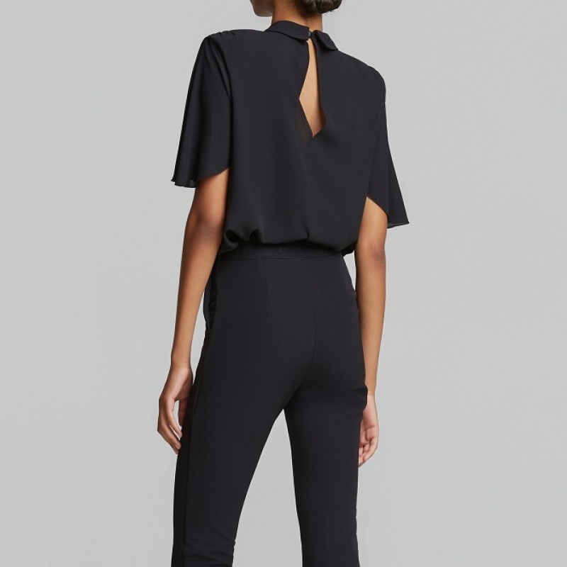 Blouse with button sleeves Black Lynne