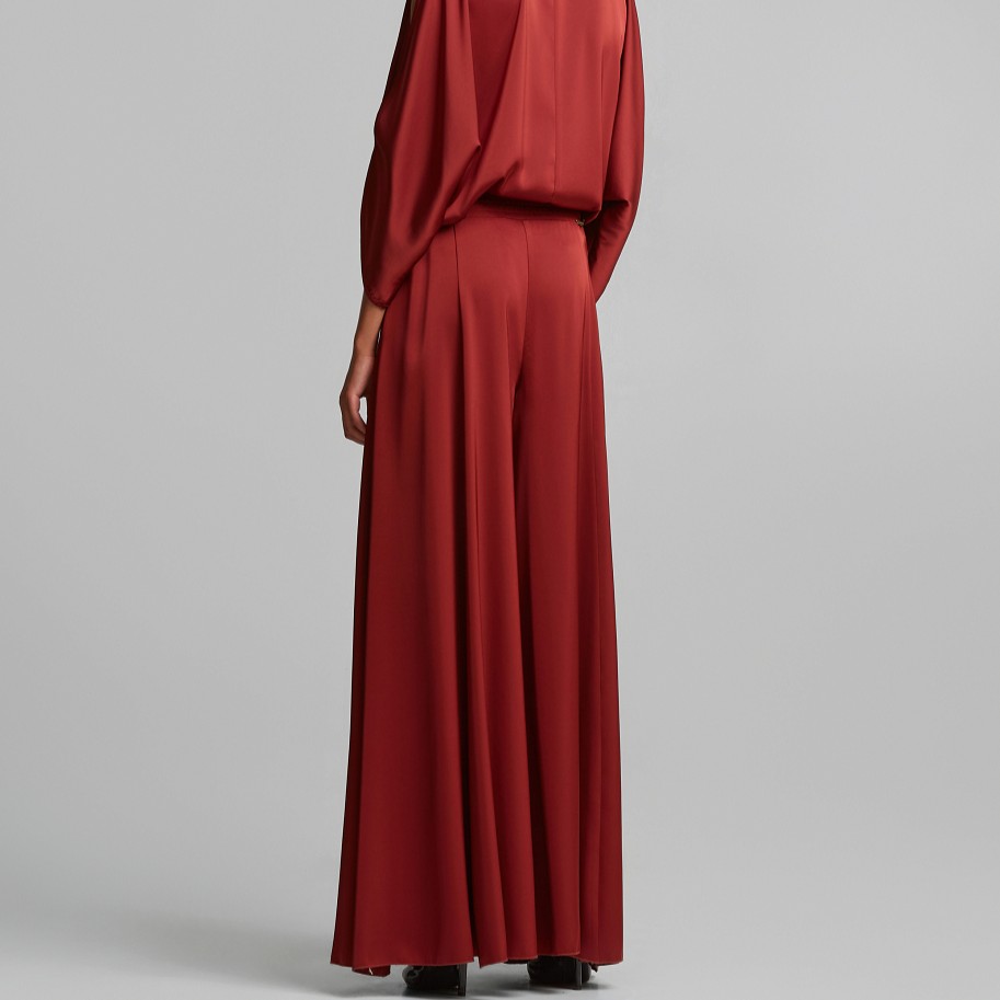 High-waisted satin-look pants Bordeaux Lynne