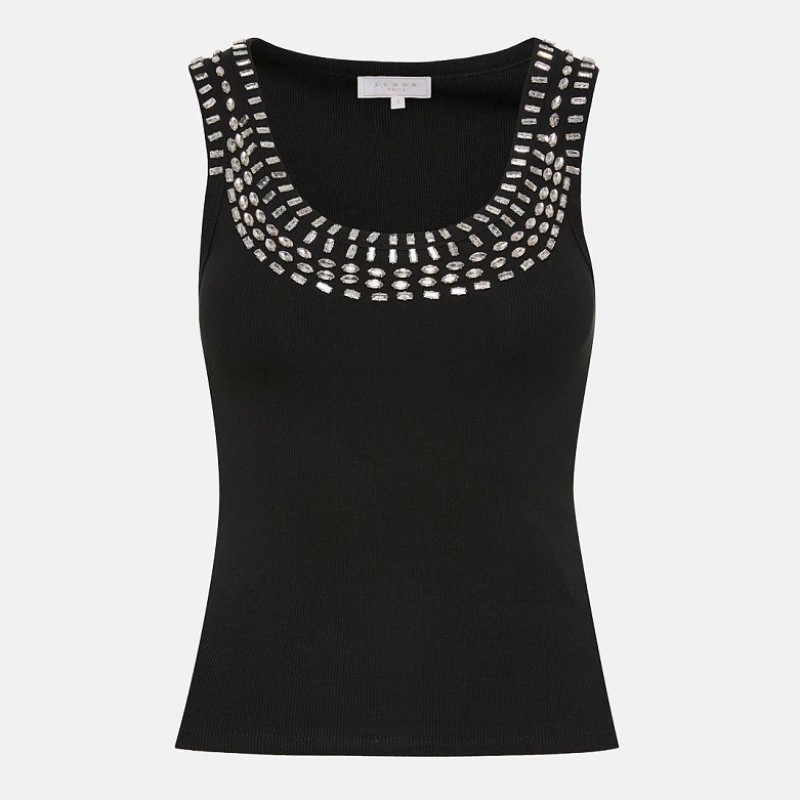 Blouse sleeveless with crystals Black Lynne