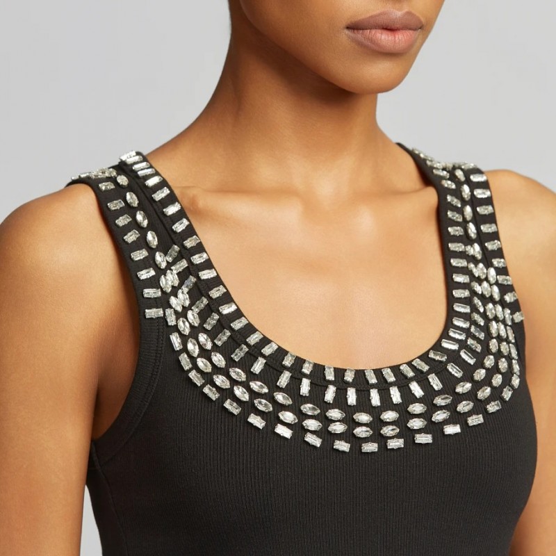 Blouse sleeveless with crystals Black Lynne