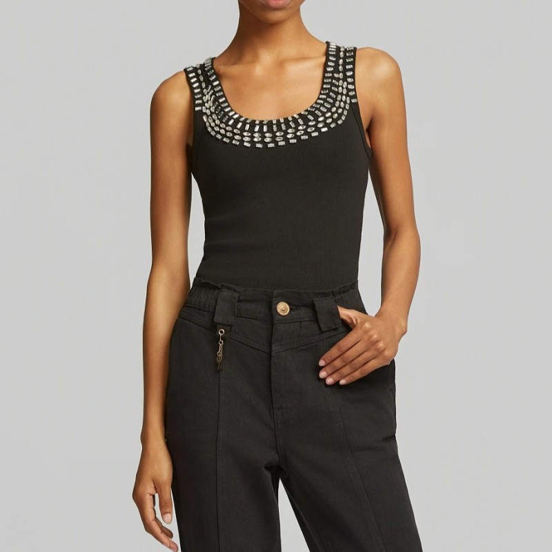 Blouse sleeveless with crystals Black Lynne