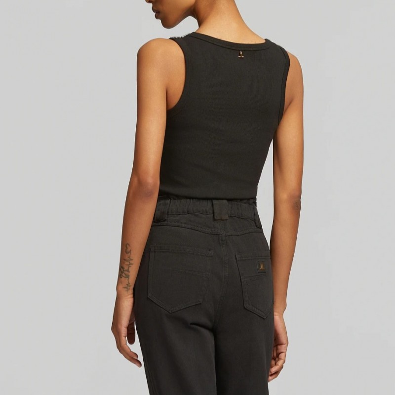 Blouse sleeveless with crystals Black Lynne