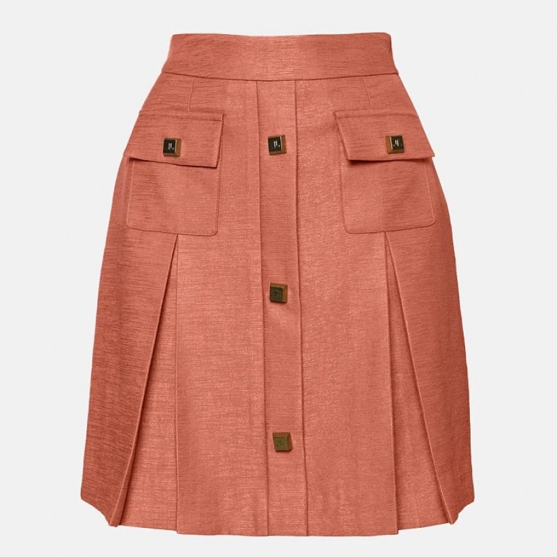 Skirt mini with pleats and metallic texture Terracotta Lynne