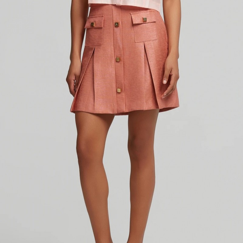 Skirt mini with pleats and metallic texture Terracotta Lynne