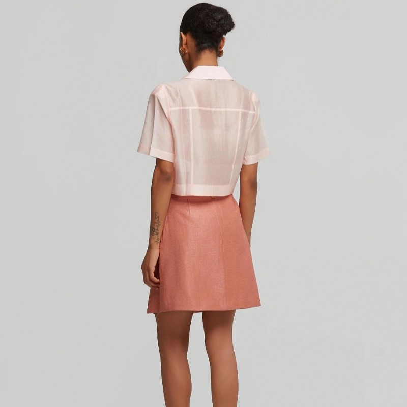 Skirt mini with pleats and metallic texture Terracotta Lynne