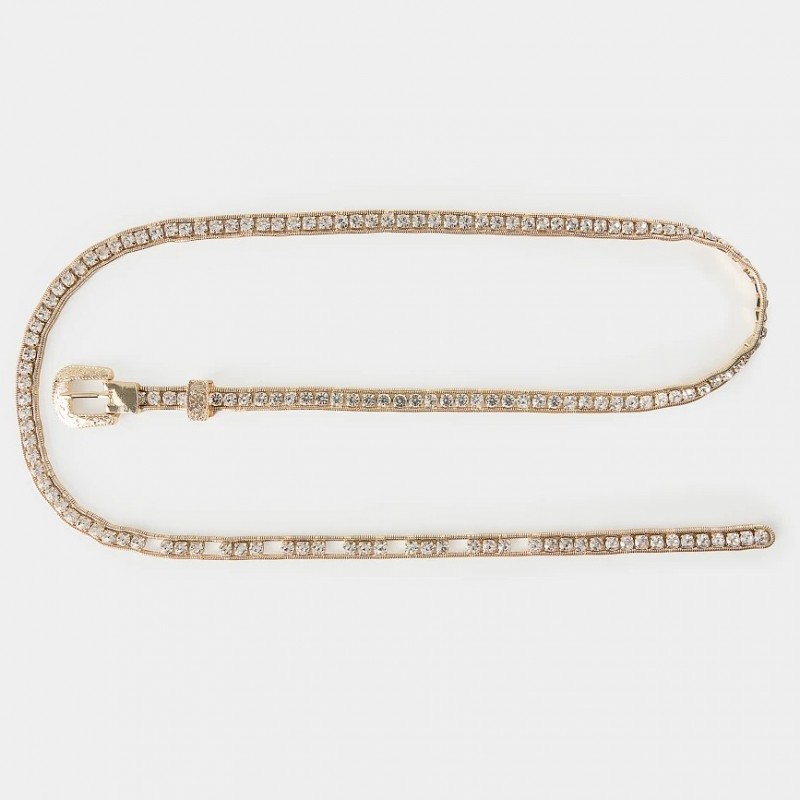 Μεταλλική ζώνη με κρύσταλλα Gold Lynne
