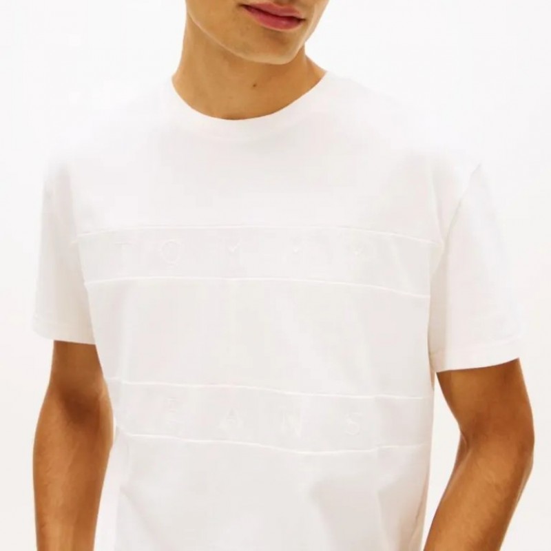 Μπλούζα με κοντό μανίκι TJM Tonal flag Ecru Tommy jeans