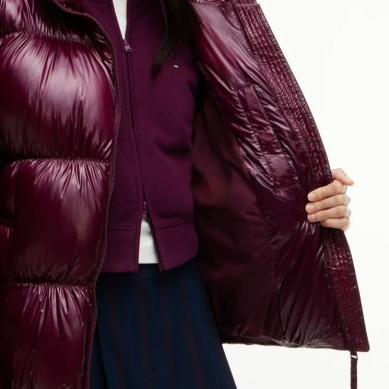 Jacket Shiny Down Ripstop Relaxed Puffer Bordeaux Tommy jeans