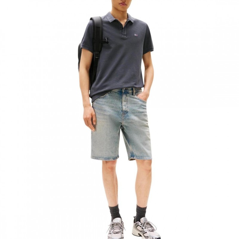 Πόλο με κοντό μανίκι TJM placket Grey Tommy jeans