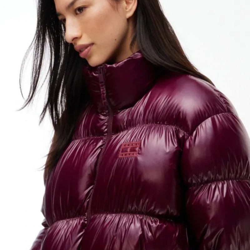Jacket Shiny Down Ripstop Relaxed Puffer Bordeaux Tommy jeans