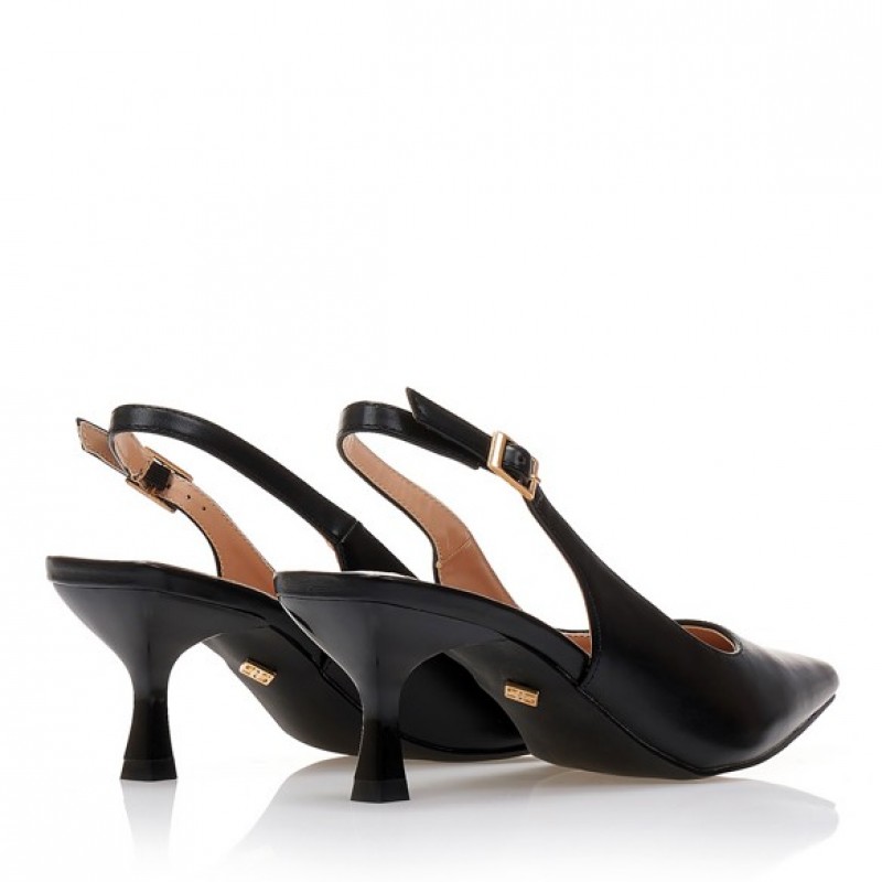 Leatherette pumps with patent leather heel Black Tsoukalas