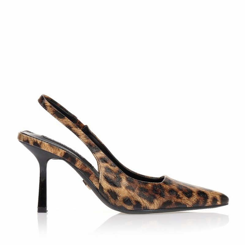 Slingback animal print heels Brown Tsoukalas