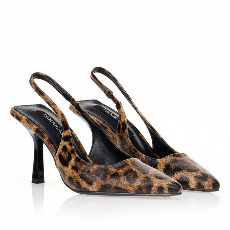 Slingback animal print heels Brown Tsoukalas