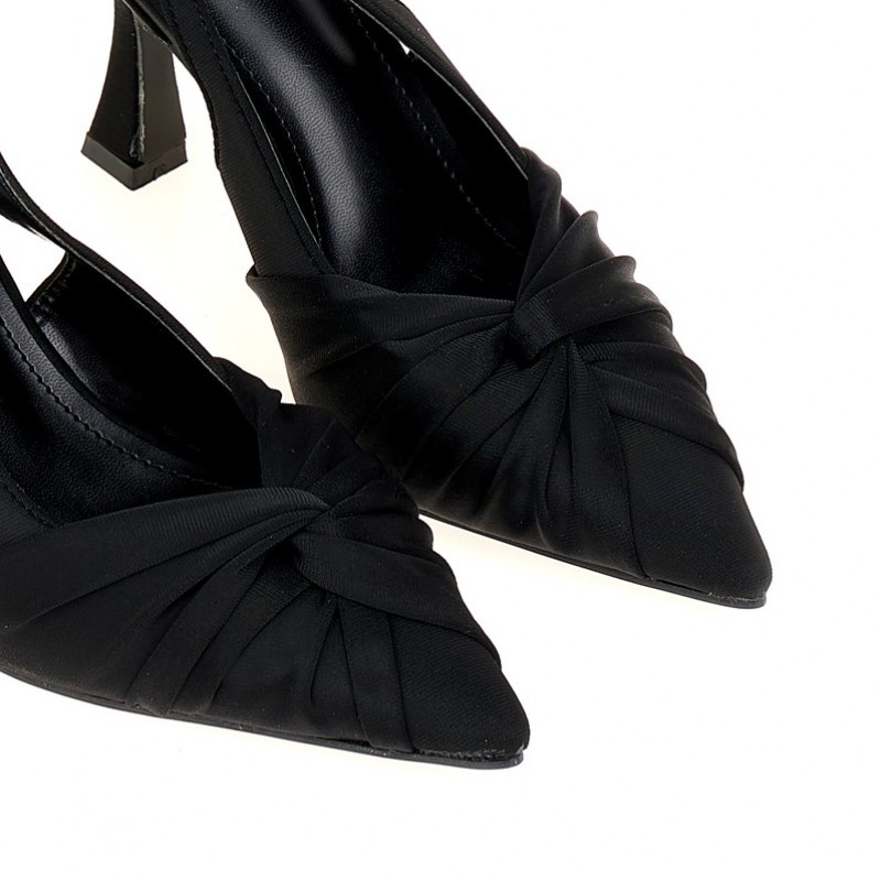 Γόβες μαύρες slingback με διακοσμητικό δέσιμο Black Tsoukalas