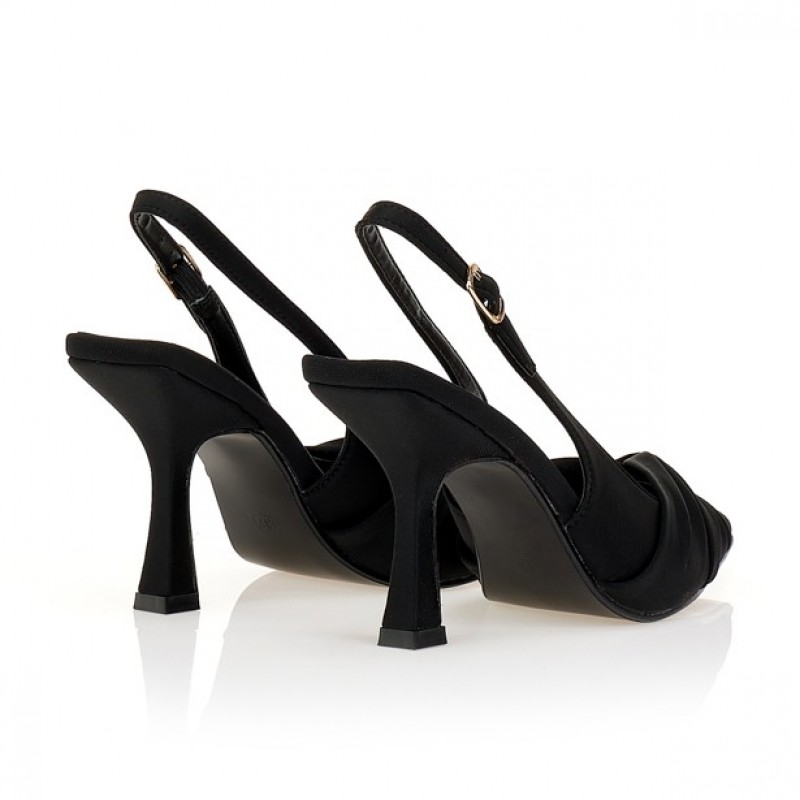 Γόβες μαύρες slingback με διακοσμητικό δέσιμο Black Tsoukalas