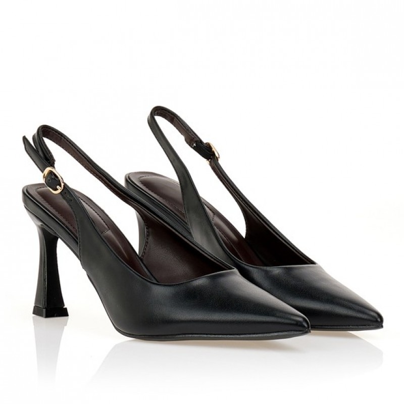 Black pointed slingback heels Tsoukalas