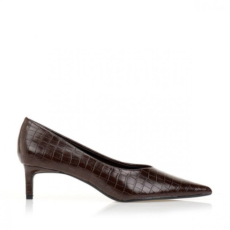 Brown animal print pumps with low heel Tsoukalas