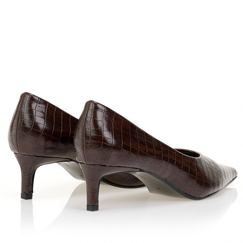 Brown animal print pumps with low heel Tsoukalas
