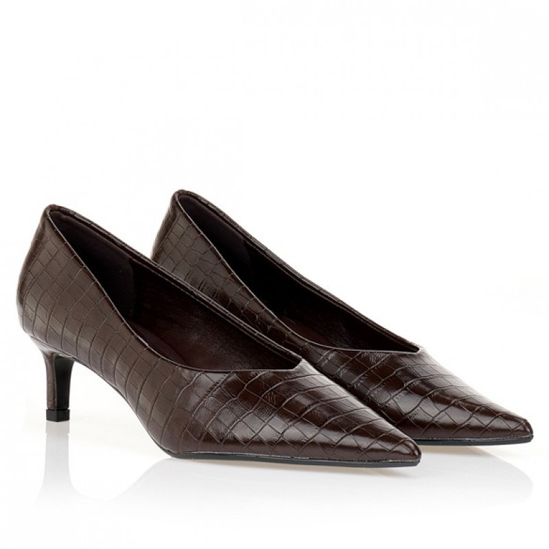 Brown animal print pumps with low heel Tsoukalas