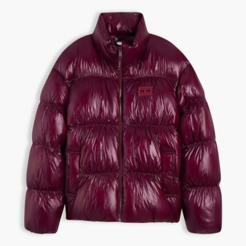 Jacket Shiny Down Ripstop Relaxed Puffer Bordeaux Tommy jeans