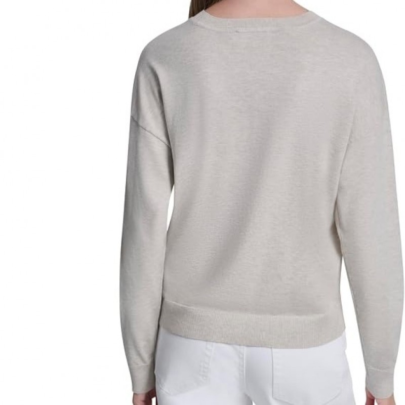 Sweater knitted Logo Ecru DKNY