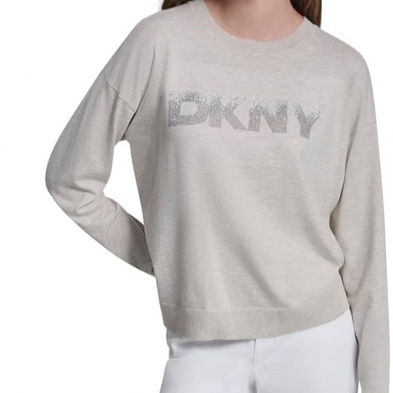 Sweater knitted Logo Ecru DKNY