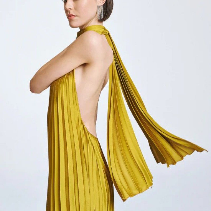 Dress maxi halter pleated Citro Access
