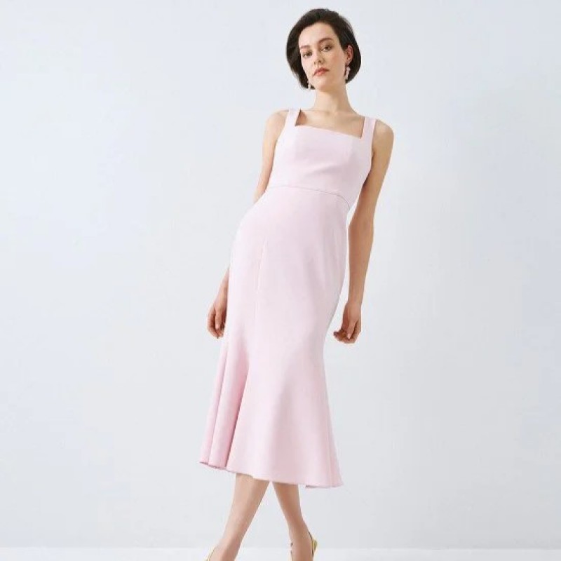 Dress midi with lace Pink Access
